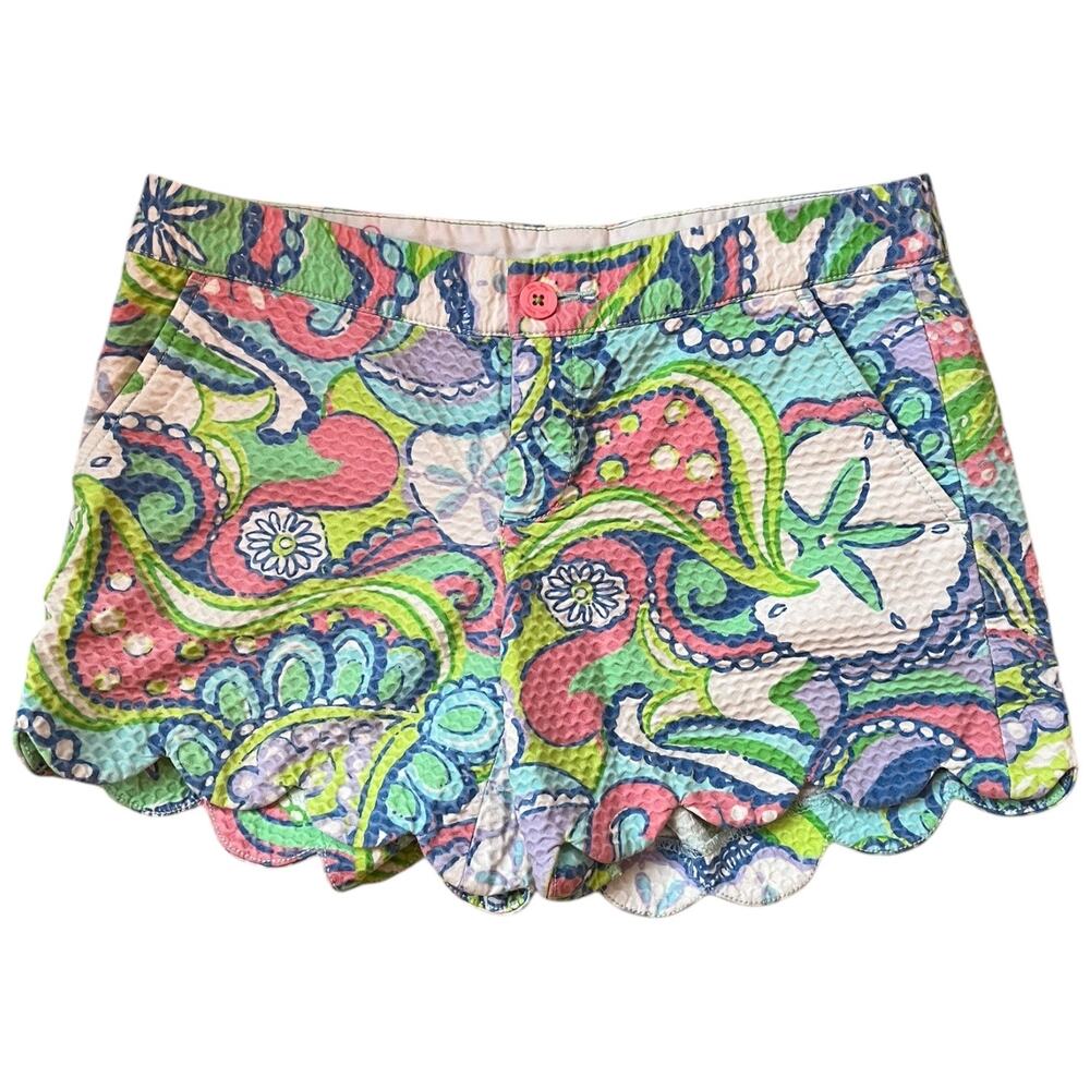 Lilly Pulitzer Buttercup Short in Conch Republic Print Scalloped Hem Women's 0
